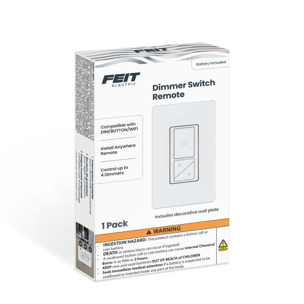 Feit Electric 200/600W Bulb Hardwired Paddle Dimmer Switch White, large image number 3