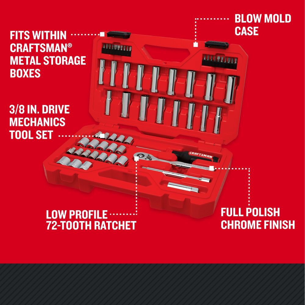 CRAFTSMAN Mechanics Tool Set Standard SAE & Metric 61 Pieces, large image number 2