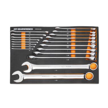 GEARWRENCH 12 Point Long Pattern Combination SAE Wrench Set in Foam Storage Tray 19pc
