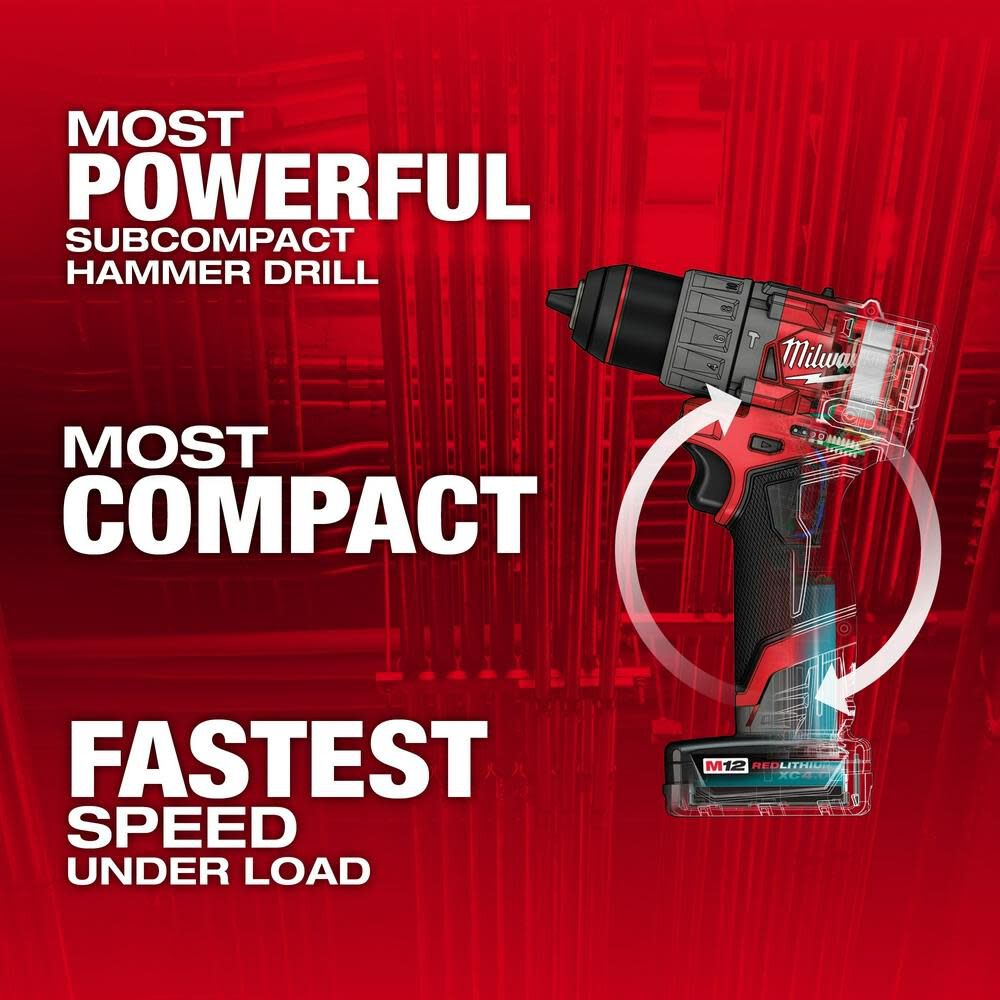 Milwaukee M12 FUEL 1 2inch Hammer Drill Driver Kit 3404 22 Acme Tools