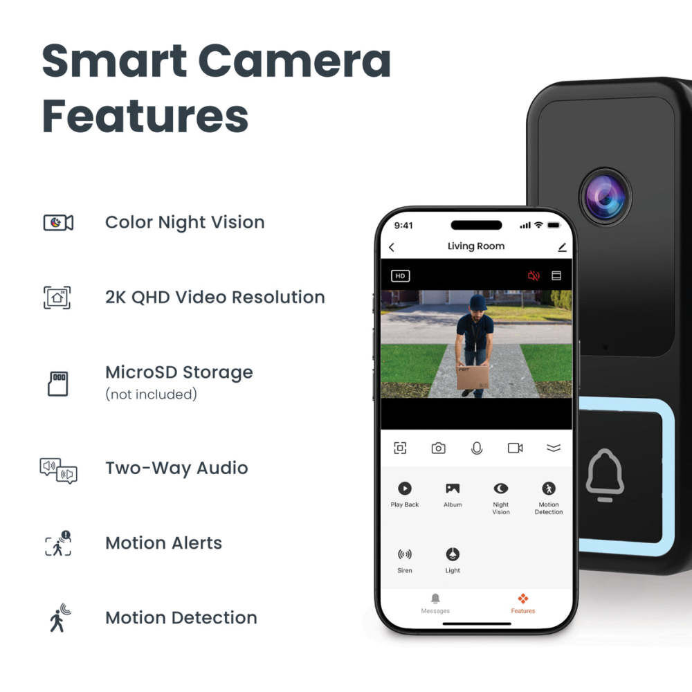 Feit Electric Hardwired 2.4 GHz Wireless Wi-Fi AI Smart Video-Enabled Doorbell, large image number 11