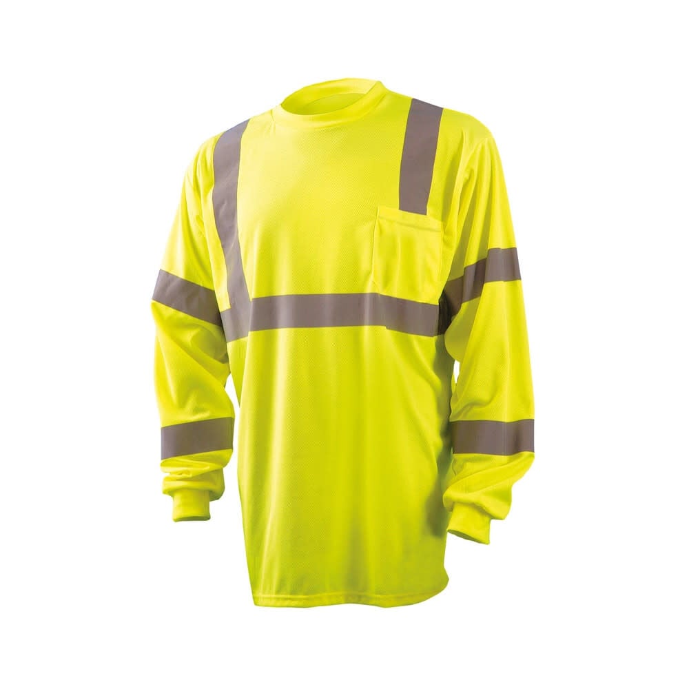 Occunomix Hi-Vis Yellow Wicking Birdseye T-Shirt Long Sleeve 3X, large image number 1