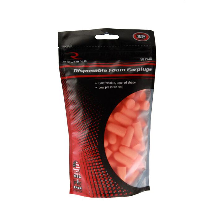 Radians PVC Free Resistor Disposable Foam Earplugs 50 Pairs