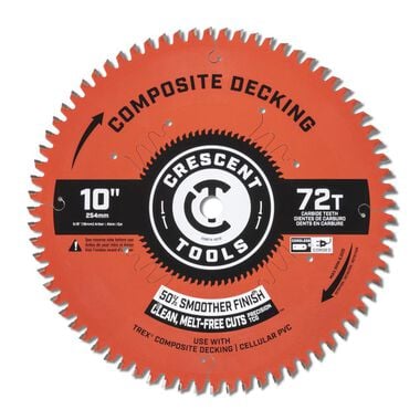 Crescent Circular Saw Blade 10in x 72 Tooth Composite Decking