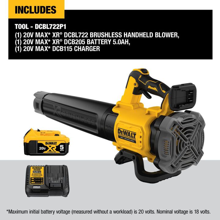 DEWALT 20 V MAX Lithium Ion XR Brushless Handheld Blower 5AH Kit, large image number 3