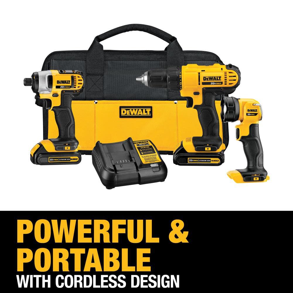 DEWALT 20V MAX 3 Tool Combo Lithium Ion Kit, large image number 4