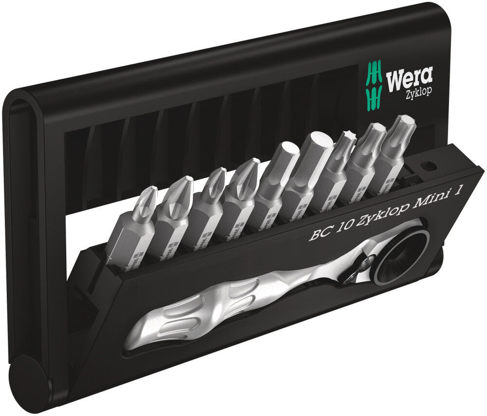 Wera Tools Bit-Check 10 Zyklop Mini 1 Bit Assortment with Ratchet 10pc, large image number 1