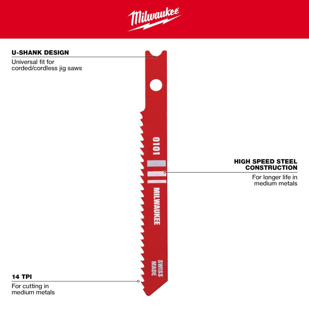Milwaukee 2-3/4 in. 14 TPI High Speed Steel Jig Saw Blade 5PK, large image number 4