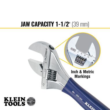 Klein Tools 8In Wide Jaw Adjustable Wrench, large image number 2