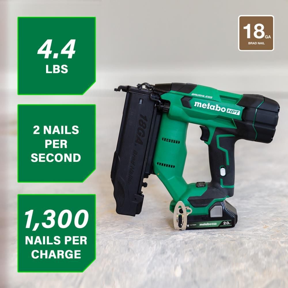 Metabo HPT 18V Brad Nailer Compact 18 Gauge Cordless Kit 2Ah, large image number 2
