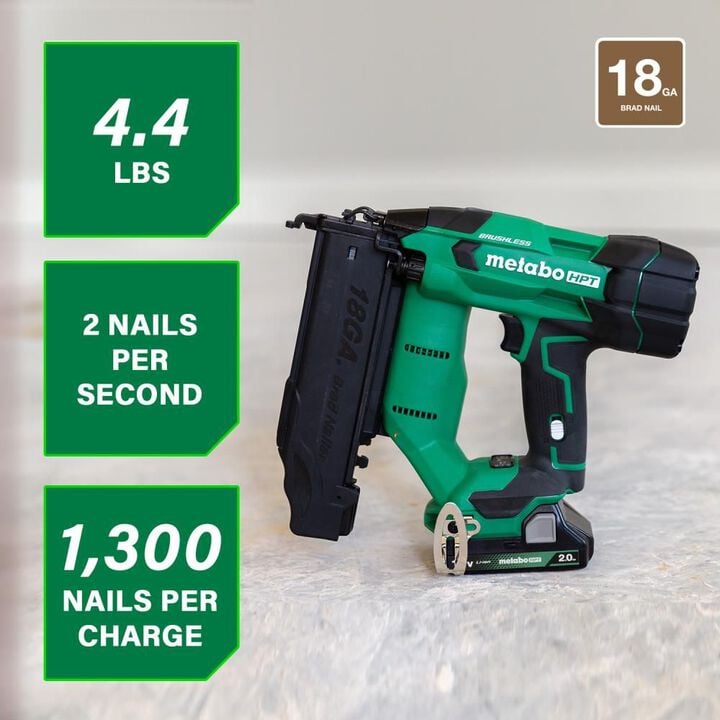 Metabo HPT 18V Brad Nailer Compact 18 Gauge Cordless Kit 2Ah, large image number 1