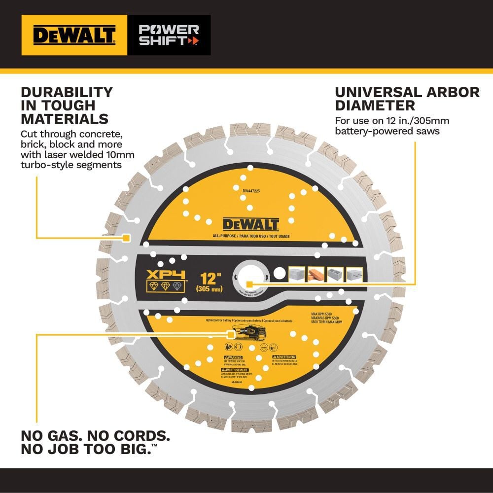 DEWALT POWERSHIFT 12 Inch XP4 Segmented Diamond Blade, large image number 2