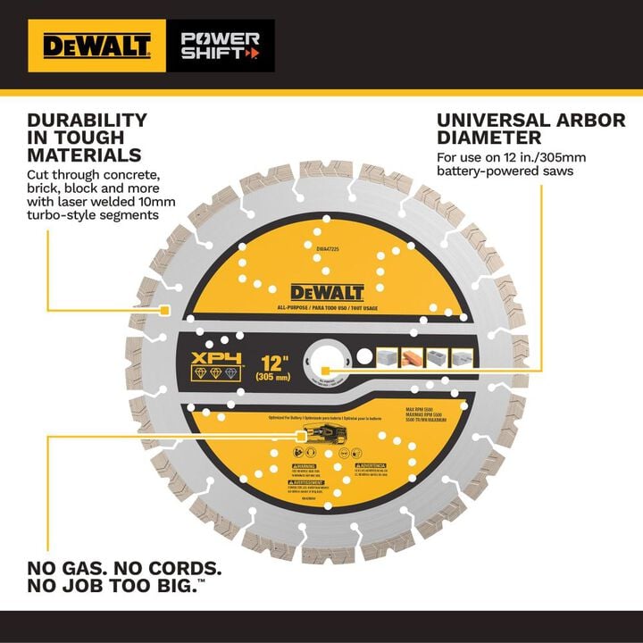 DEWALT POWERSHIFT 12 Inch XP4 Segmented Diamond Blade, large image number 1