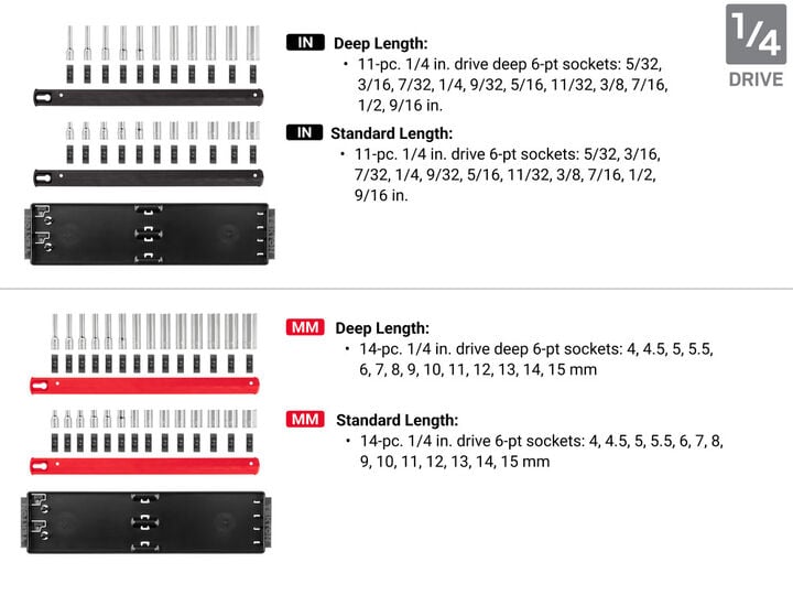 Tekton 1/4, 3/8, 1/2 Inch 12 Point Socket Set, Rails and Trays (214 Pieces), large image number 4