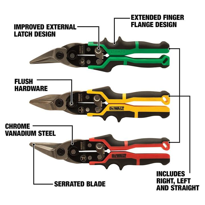 DEWALT 3 PK Ergo Aviation Snips, large image number 8