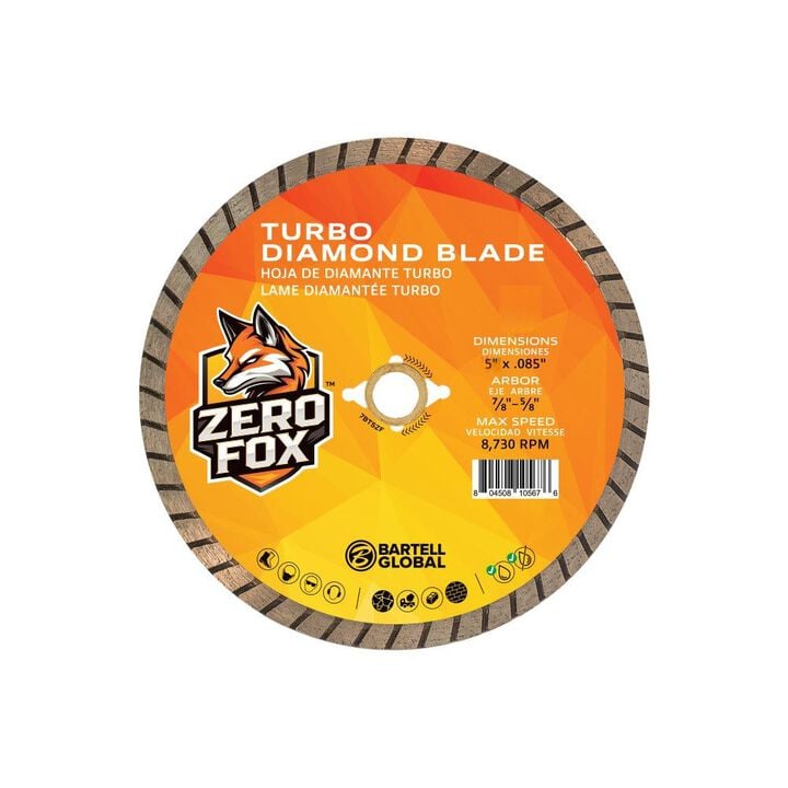 Bartell Morrison Zero Fox 5 Inch Turbo Diamond Blade for Concrete, large image number 1