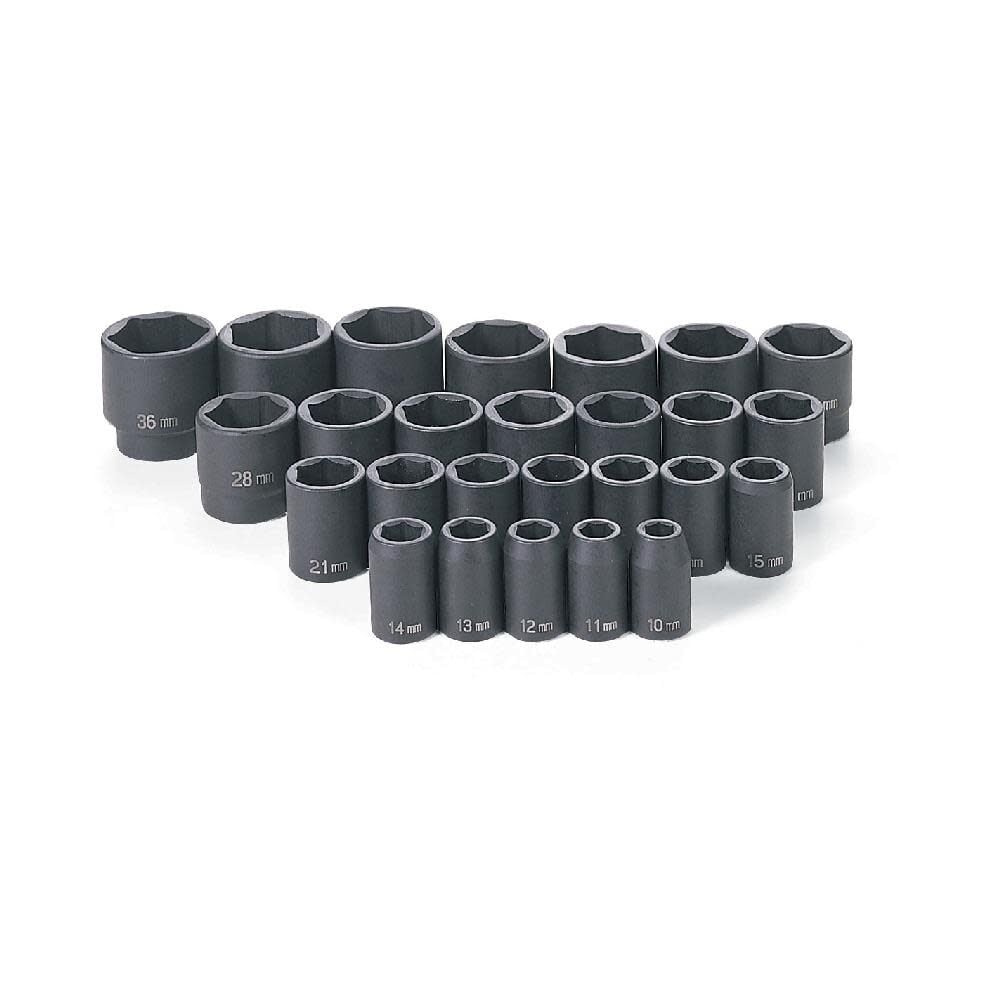 Grey Pneumatic 1/2in Drive 26 Pc. Standard Length Metric Master Set – 1326M