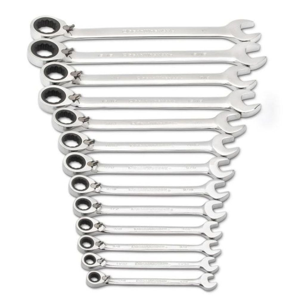 GEARWRENCH 13 Pc 72-Tooth 12 Point Reversible Ratcheting Combination SAE Wrench Set - 9509N