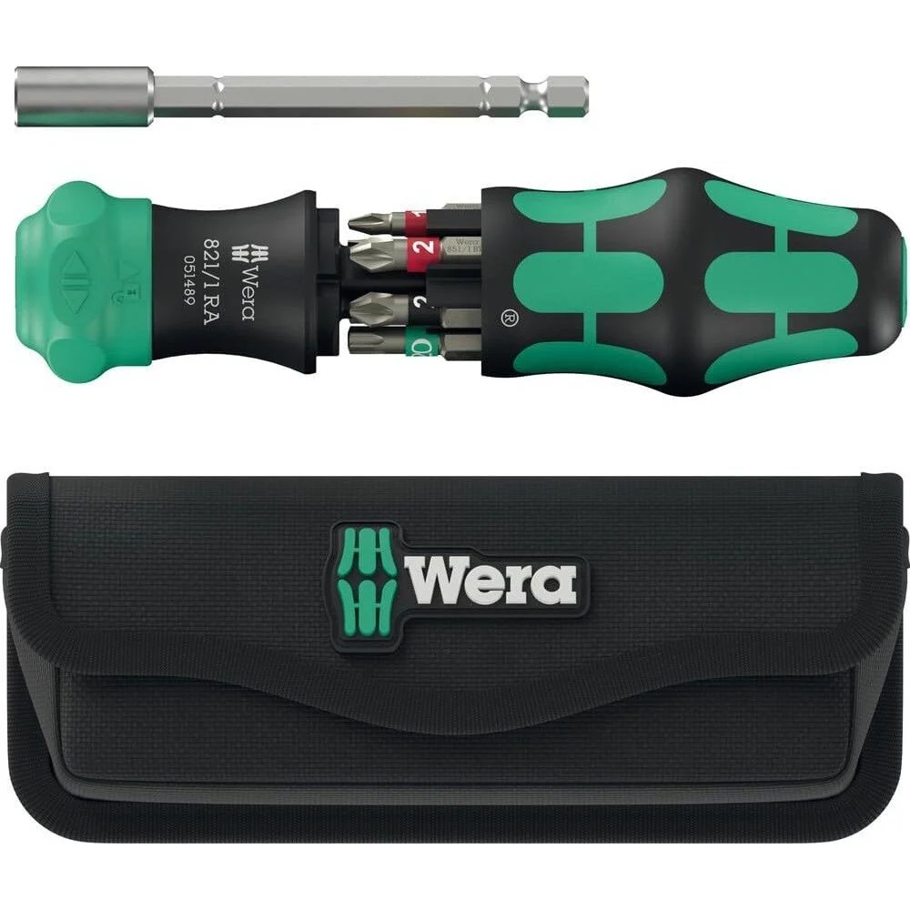 Wera Tools Kompakt 28 RA 1 Kraftform Screwdriver Bit Set with Pouch, 6 Pieces, large image number 1