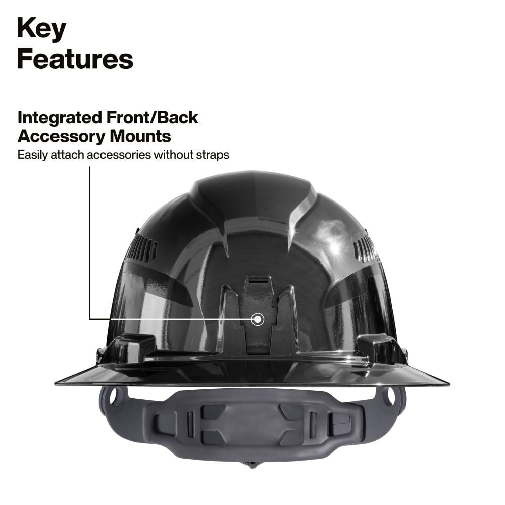Klein Tools Class C Hard Hat REFLEKTOR Black Chrome Vented Full Brim with Headlamp, large image number 3