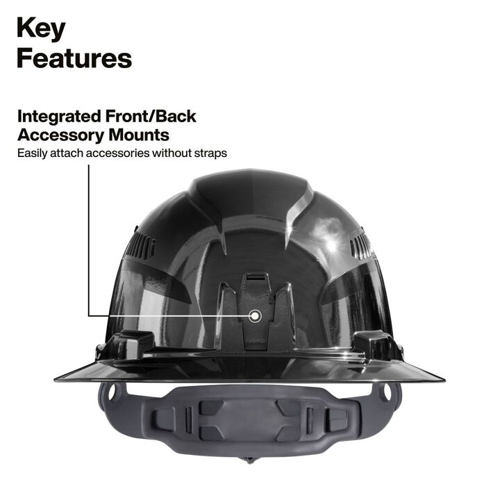Klein Tools Class C Hard Hat REFLEKTOR Black Chrome Vented Full Brim with Headlamp, large image number 2