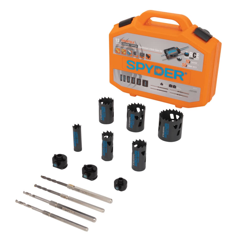 Spyder Tarantula Carbide-Tipped Electrician Hole Saw Set 13 Pieces - 601016