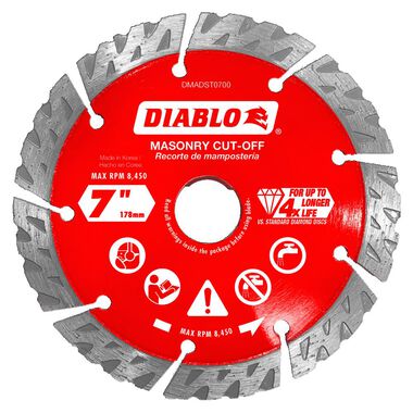Diablo Tools 7in Diamond Segmented Cut-Off Discs for Masonry