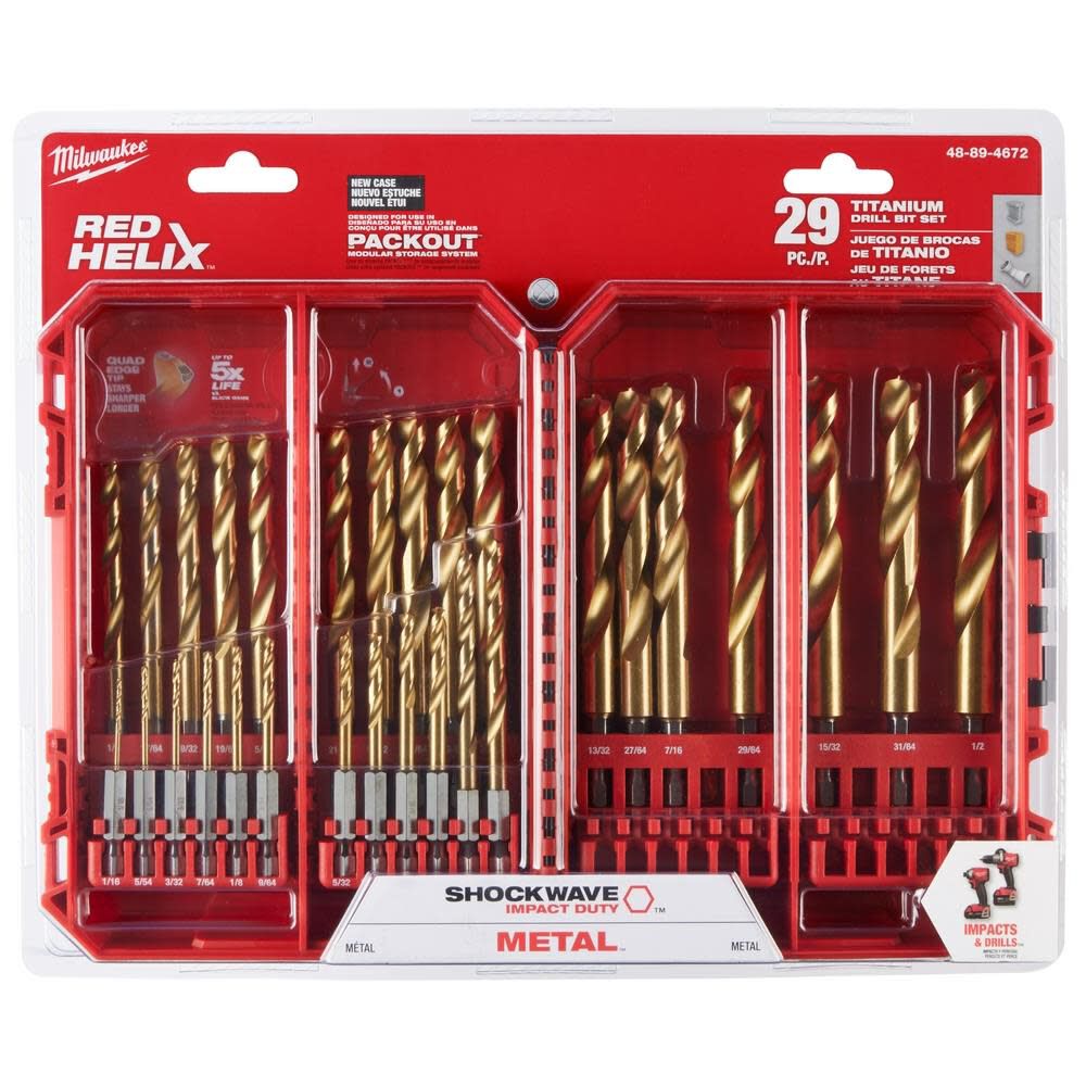 Milwaukee Shockwave Impact Duty Red Helix Titanium Drill Bit Set 29pc 48 89 4672 - Image 12