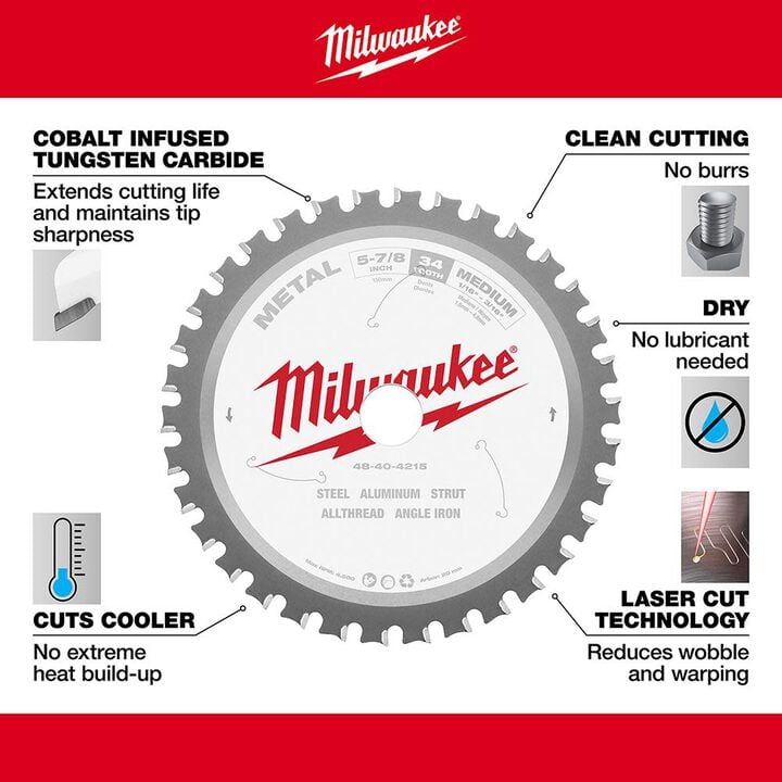 Milwaukee 5-7/8 Inch Metal Cutting Circular Saw Blade Bundle, 5 Pieces, large image number 3