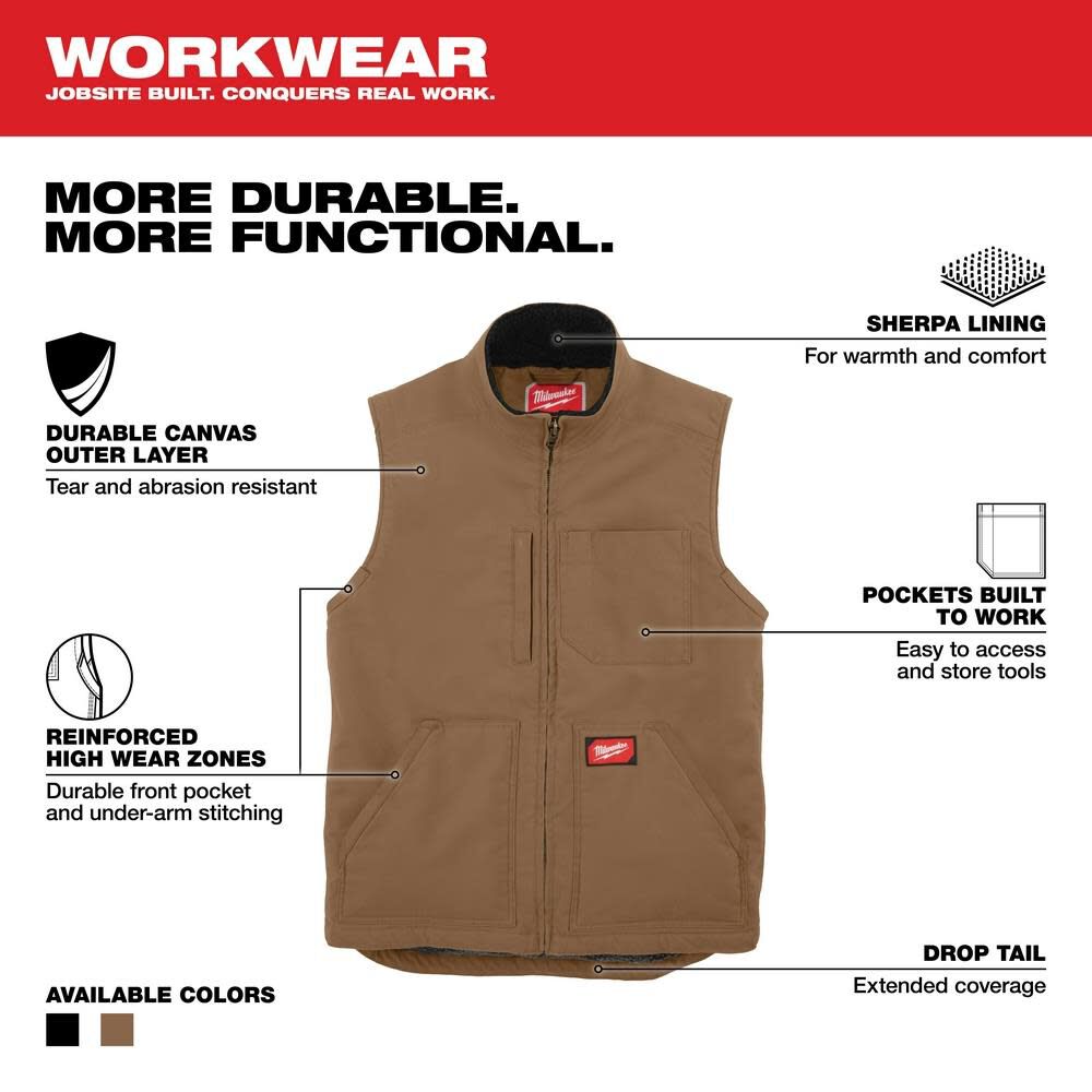 Milwaukee Heavy Duty Sherpa Lined Vest, large image number 2