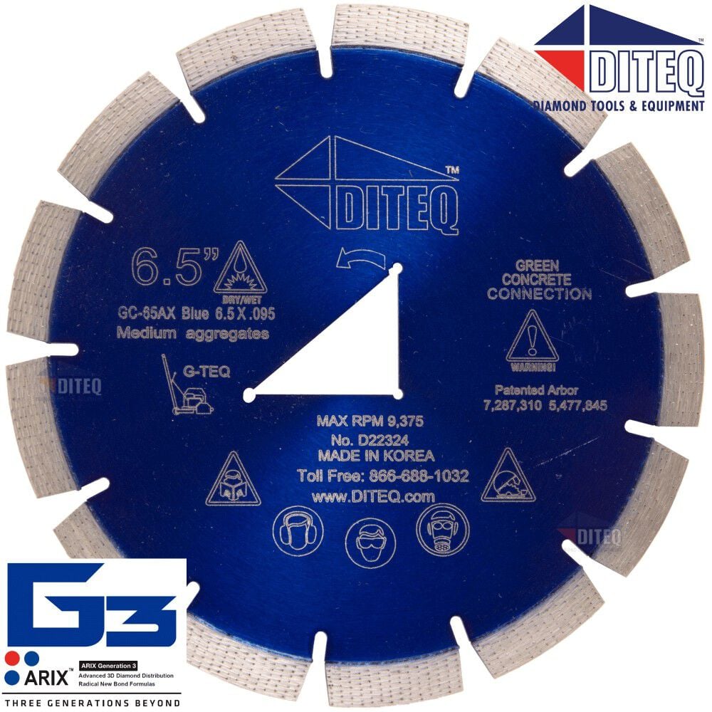 Diteq 6 1/2 Inch Blue Segmented Rim Diamond for Green Concrete – D22324