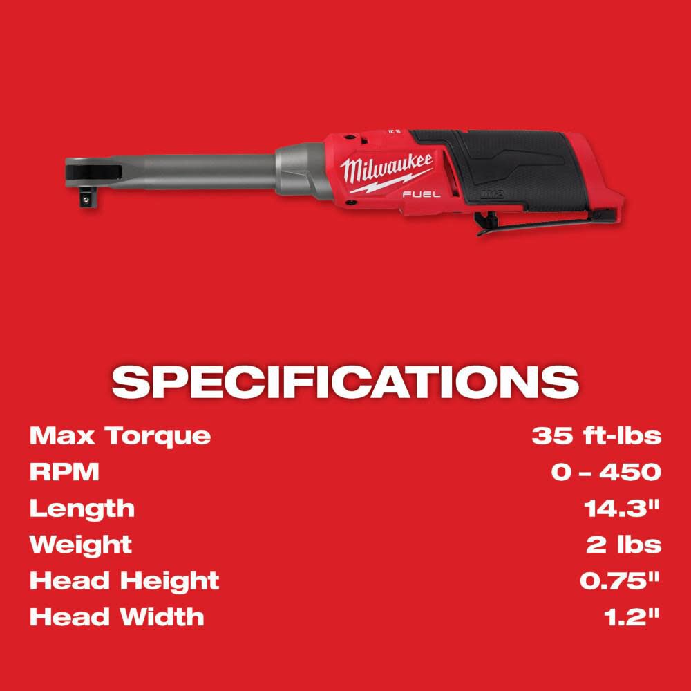 Milwaukee M12 FUEL 3/8inch Extended Reach High Speed Ratchet (Bare 