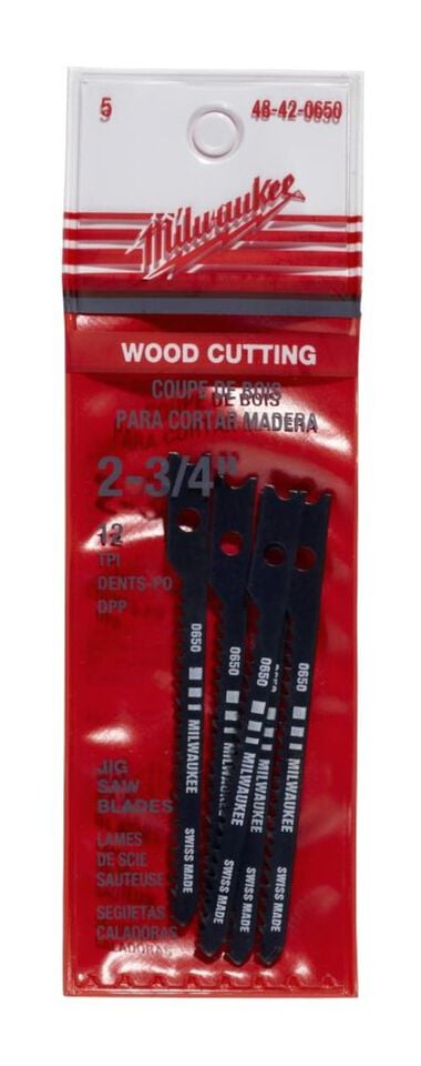 Milwaukee 2-3/4 in. 12 TPI High Carbon Steel Jig Saw Blade 5PK, large image number 0