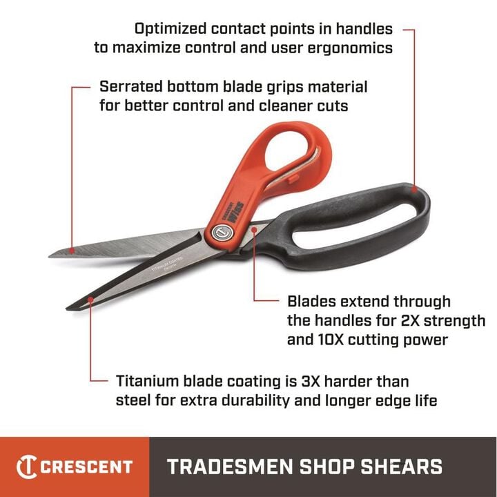 Crescent Wiss 10in Tradesman Shears Heavy Duty Titanium Coated, large image number 3