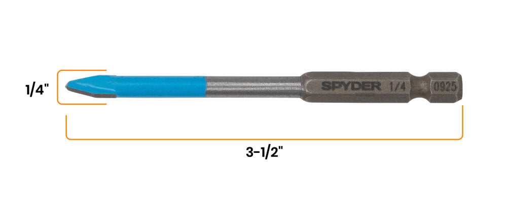 Spyder 1/4 Inch x 3.5 Inch Tile & Glass Drill Bit, Carbide-Tipped, large image number 6