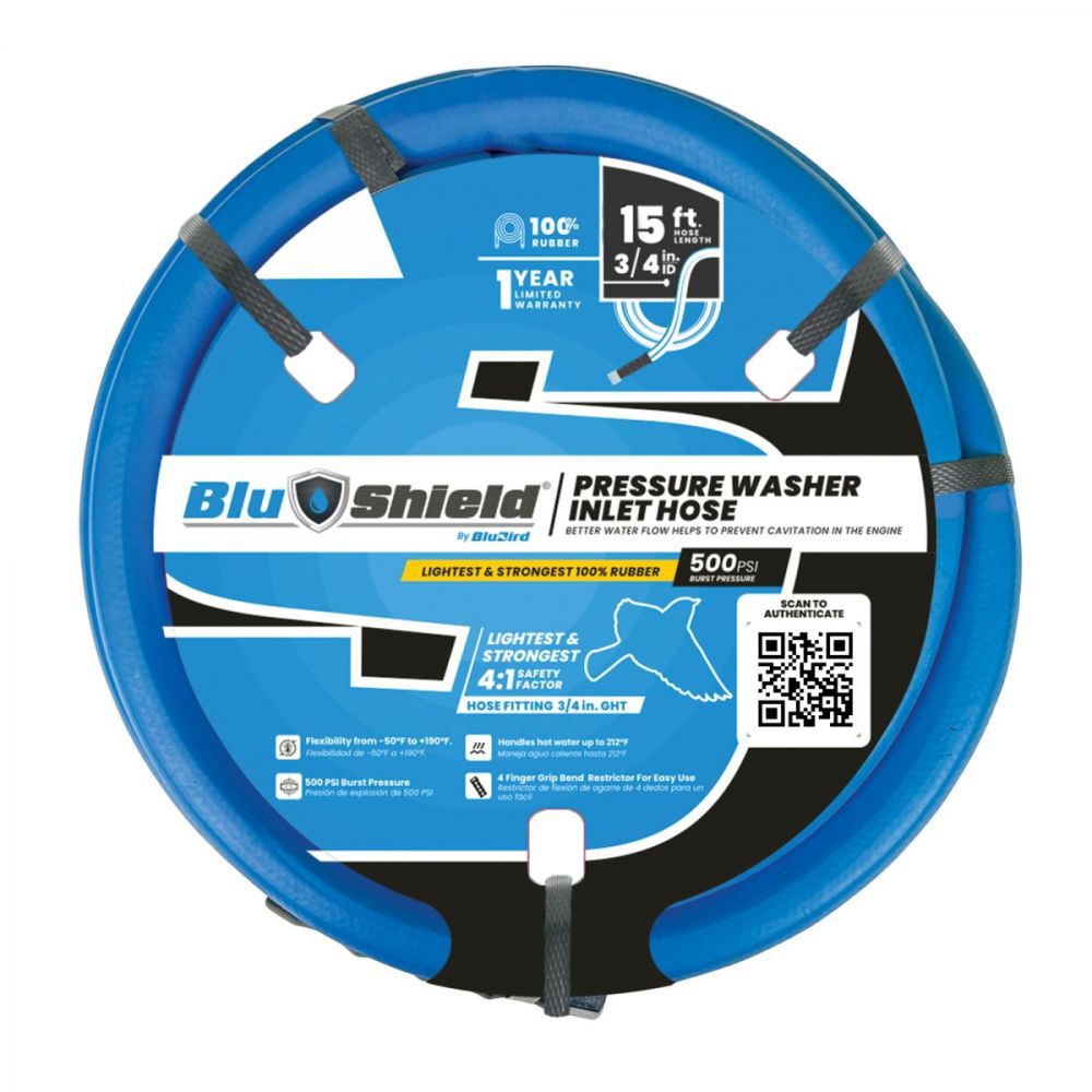 BluBird 3/4 Inch x 15 Ft. BluShield Pressure Washer Inlet Hose Assembly, large image number 3