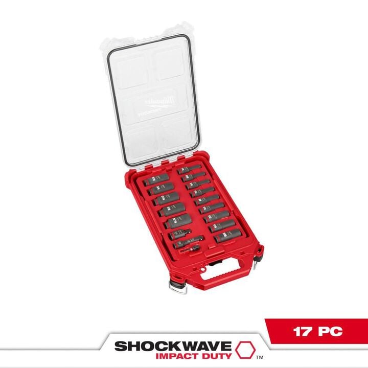 Milwaukee SHOCKWAVE Impact Duty Socket 3/8 Dr 17pc SAE PACKOUT Set, large image number 1