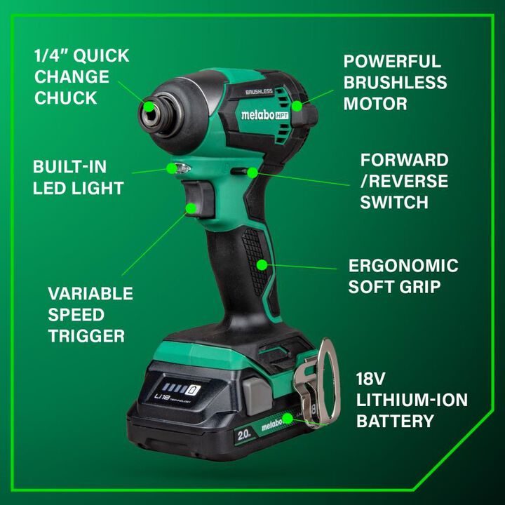 Metabo HPT 18V MultiVolt Cordless Impact Driver Kit, large image number 2