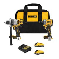 DEWALT 20V MAX XR 1/2 Inch Hammer Drill and 1/4 Inch Impact Driver Combo Kit