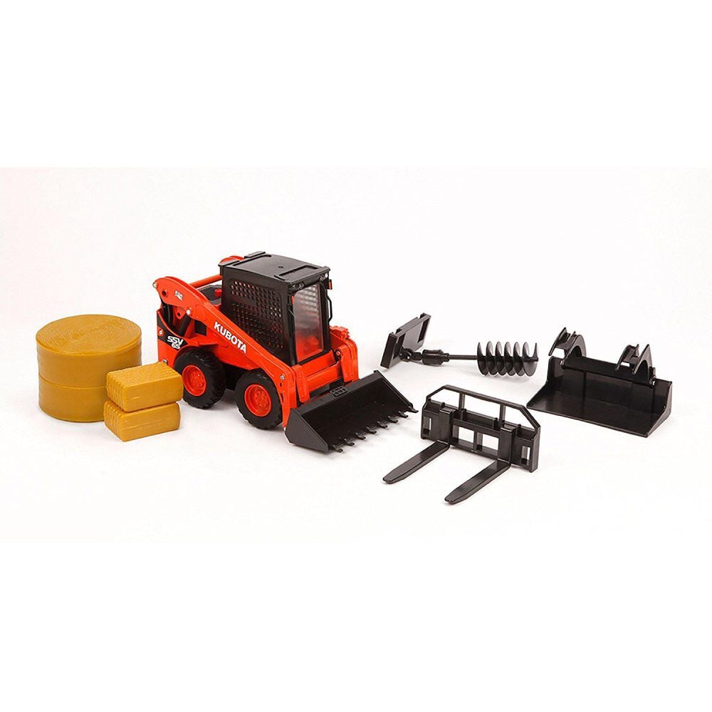 Kubota SSV65 1:18 Scale Miniature Toy Skid Steer Loader with Attachments – 77700-06297