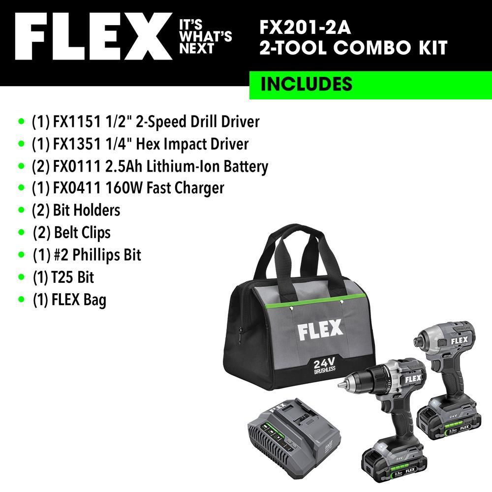 FLEX 24V Drill Driver and 1/4in Impact Driver Kit, large image number 12