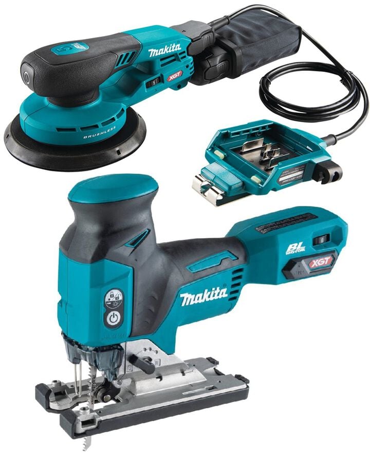 Makita 40V Max XGT Brushless Cordless 6 Inch Random Orbit Sander (Bare Tool) & Barrel Grip Jig Saw Bare Tool Bundle