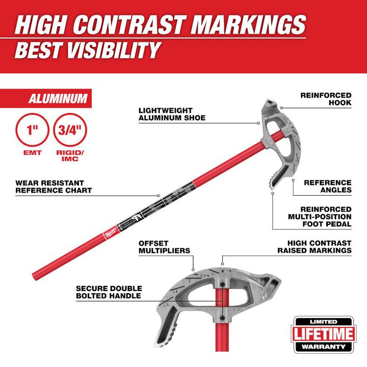 Milwaukee 1inch EMT Aluminum Conduit Bender, large image number 1