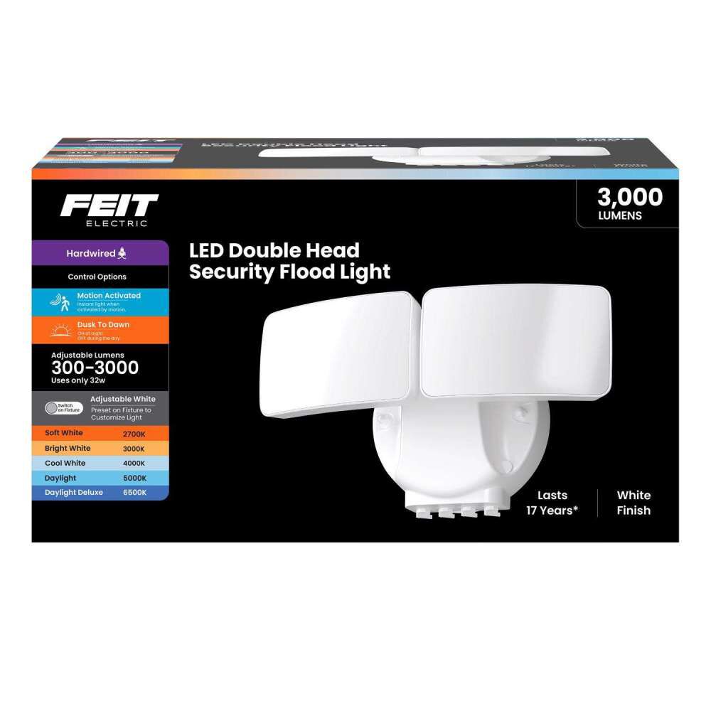 Feit Electric 120V 32W 3000 Lumens LED Dual Head Security Floodlight White, large image number 2
