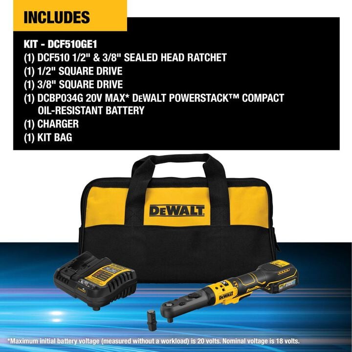 DEWALT 20V MAX XR 3/8 in and 1/2 in Sealed Head Ratchet Kit, large image number 1