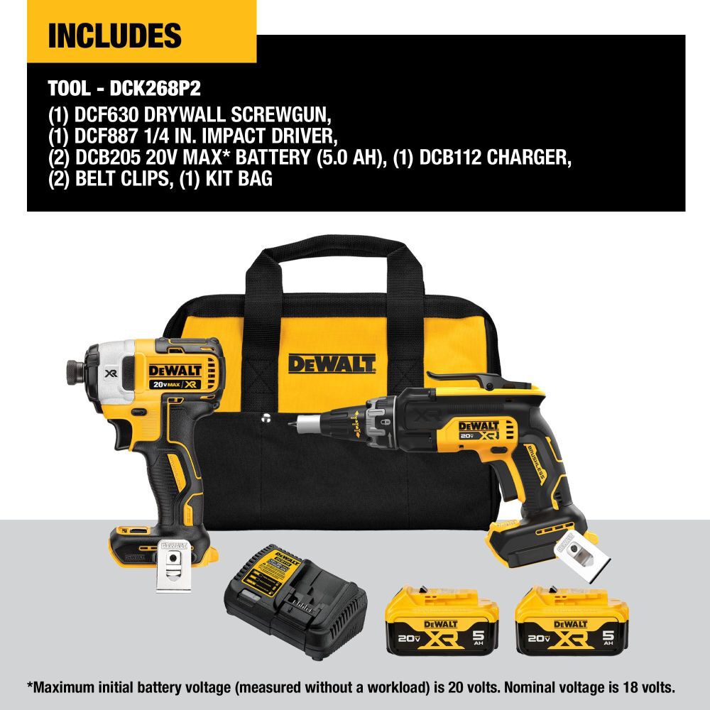 DEWALT 20V MAX XR Drywall Screwgun & Impact Driver Combo Kit, large image number 3