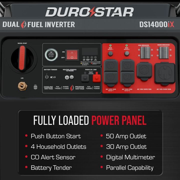 Duromax 14000 Watt Dual Fuel 49 State Inverter Generator with CO Alert, large image number 4