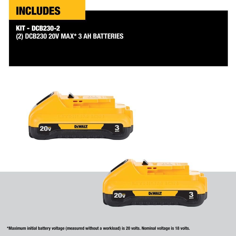 DEWALT 20V MAX 20V 3Ah Lithium Ion Power Tool Battery Pack with Fuel Indicator (2 Pack), large image number 2
