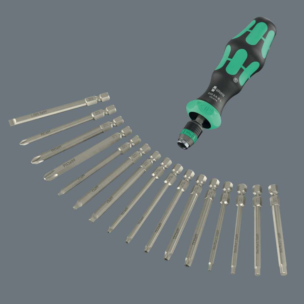 Wera Tools Kompakt 60 RA-R Imperial 1 Kraftform Screwdriver Bit Set, 17 Pieces, large image number 2