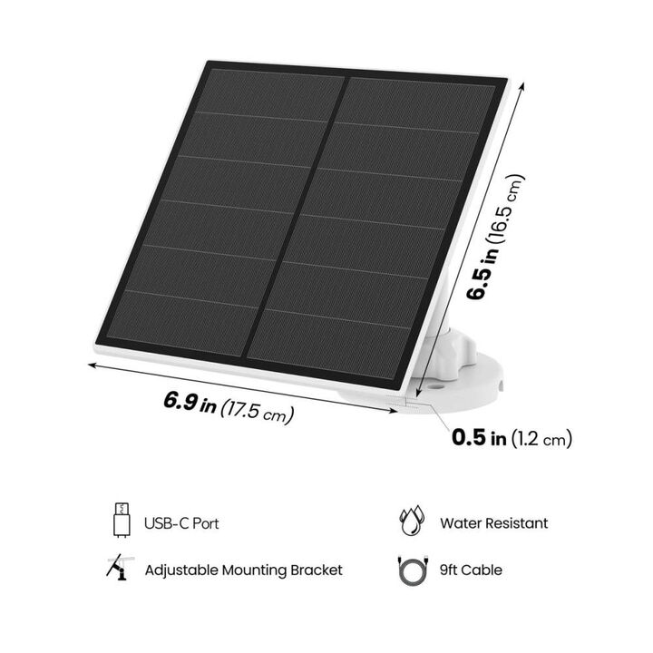 Feit Electric 7 Inch x 9 Inch 5V Smart Camera Solar Panel Charger Black, large image number 6